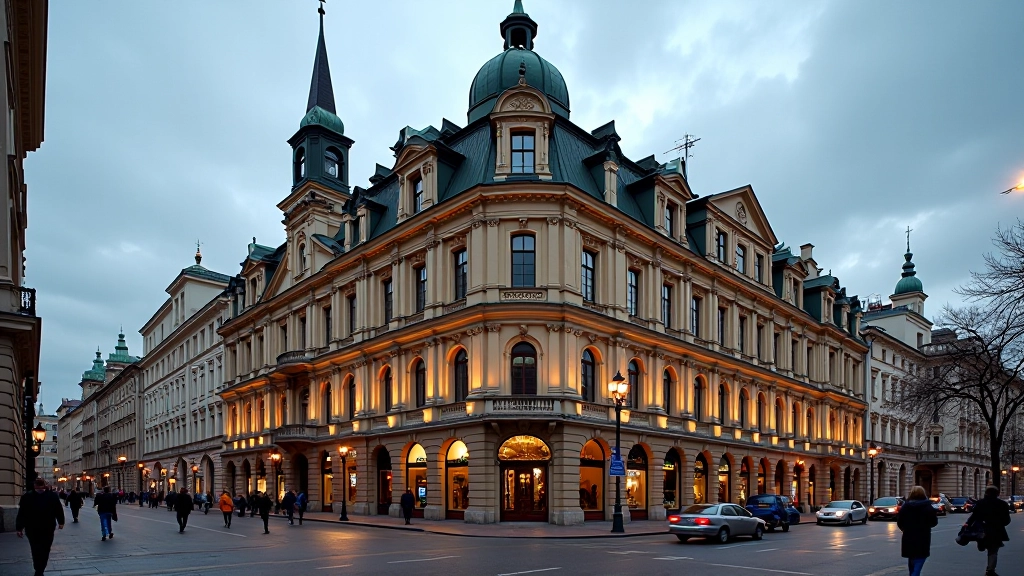 Historyczne budynki banków w centrum Warszawy z architekturą z XIX wieku