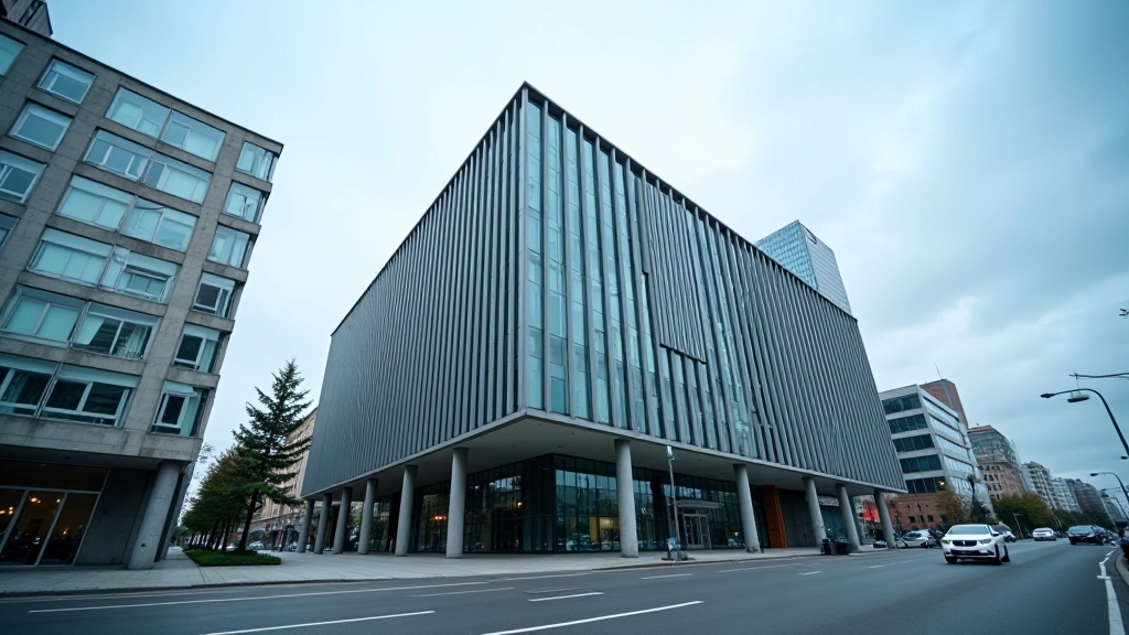 Nowoczesny budynek Banku Centralnego w Warszawie na tle miasta